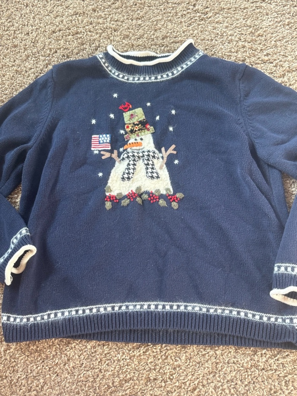 Navy women’s Snowman Knit Sweater
